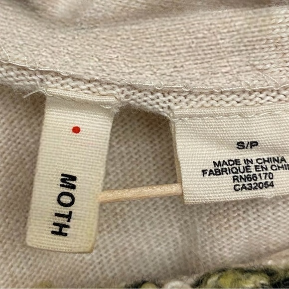 Anthropologie MOTH Cotton-Blend Marled Cream Sweater Size Small - Picture 6 of 8